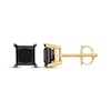 Thumbnail Image 0 of Princess-Cut Black Diamond Solitaire Stud Earrings 2 ct tw 10K Yellow Gold