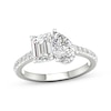Thumbnail Image 0 of Toi et Moi Emerald-Cut & Pear-Shaped Lab-Created Diamond Engagement ring 2-1/4 ct tw 14K White Gold