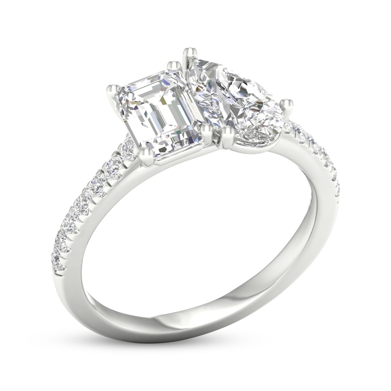 Toi et Moi Emerald-Cut & Pear-Shaped Lab-Created Diamond Engagement ring 2-1/4 ct tw 14K White Gold