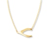 Thumbnail Image 0 of Sideways Wishbone 14K Yellow Gold Necklace 18"