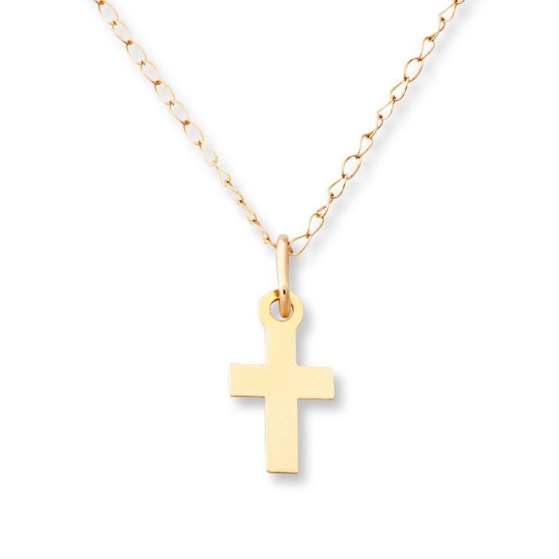 Children's Cross Necklace 14K Yellow Gold 13"