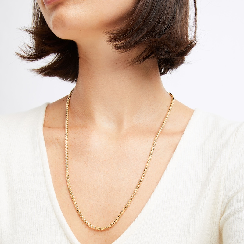 Solid Box Chain Necklace 10K Yellow Gold 24"