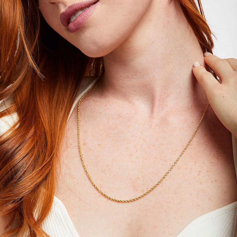 24" Textured Solid Rope Chain 14K Yellow Gold