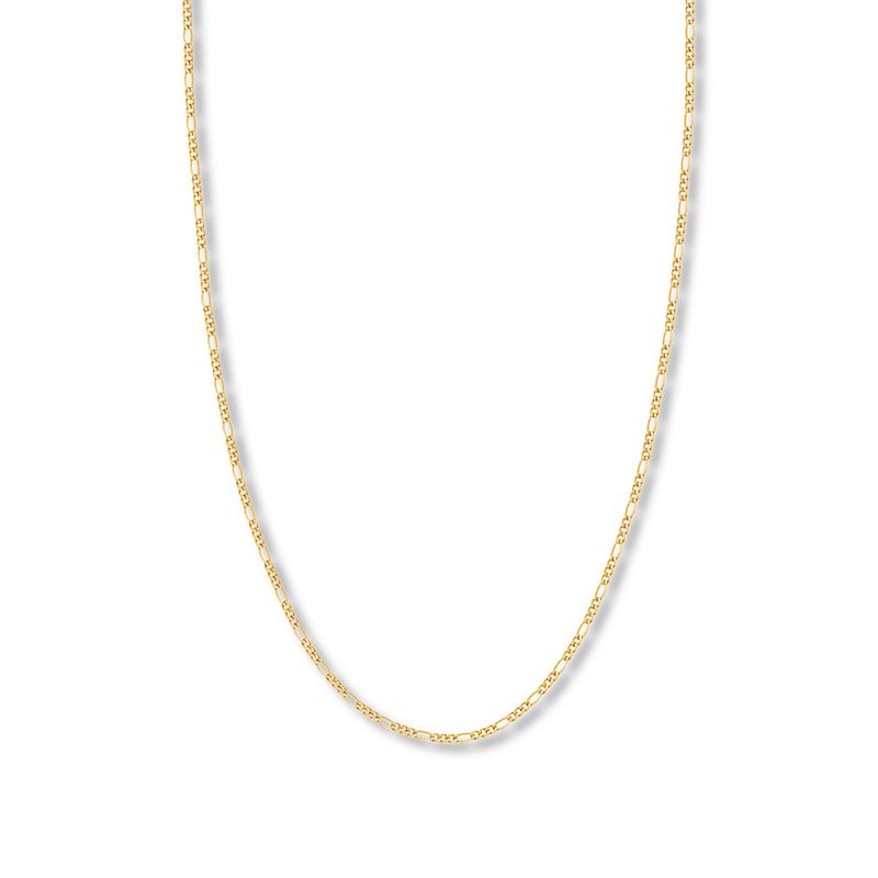 24" Solid Figaro Chain Necklace 14K Yellow Gold Appx. 2.36mm