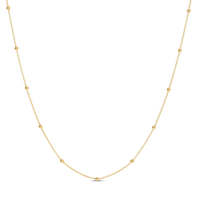 18" Beaded Cable Chain Necklace 14K Yellow Gold Appx. 2mm