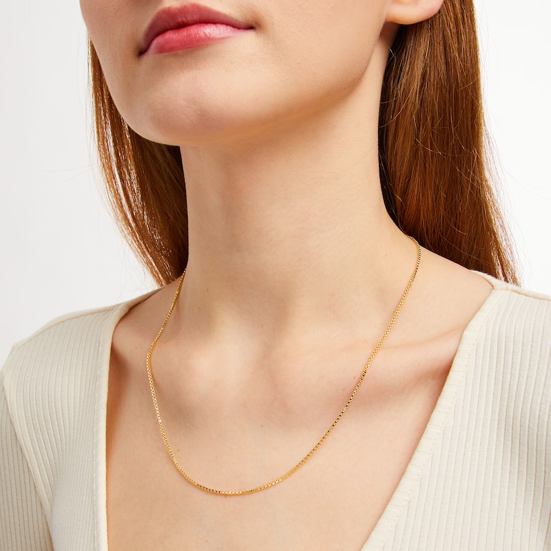 Hollow Square Box Chain Necklace 14K Yellow Gold 20"
