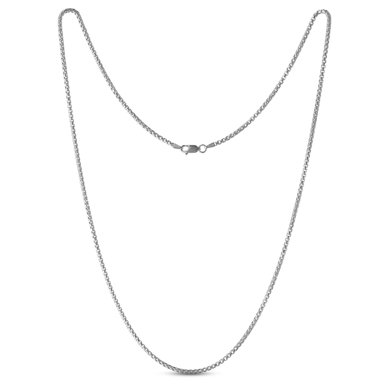 Hollow Box Chain Necklace 10K White Gold 22"