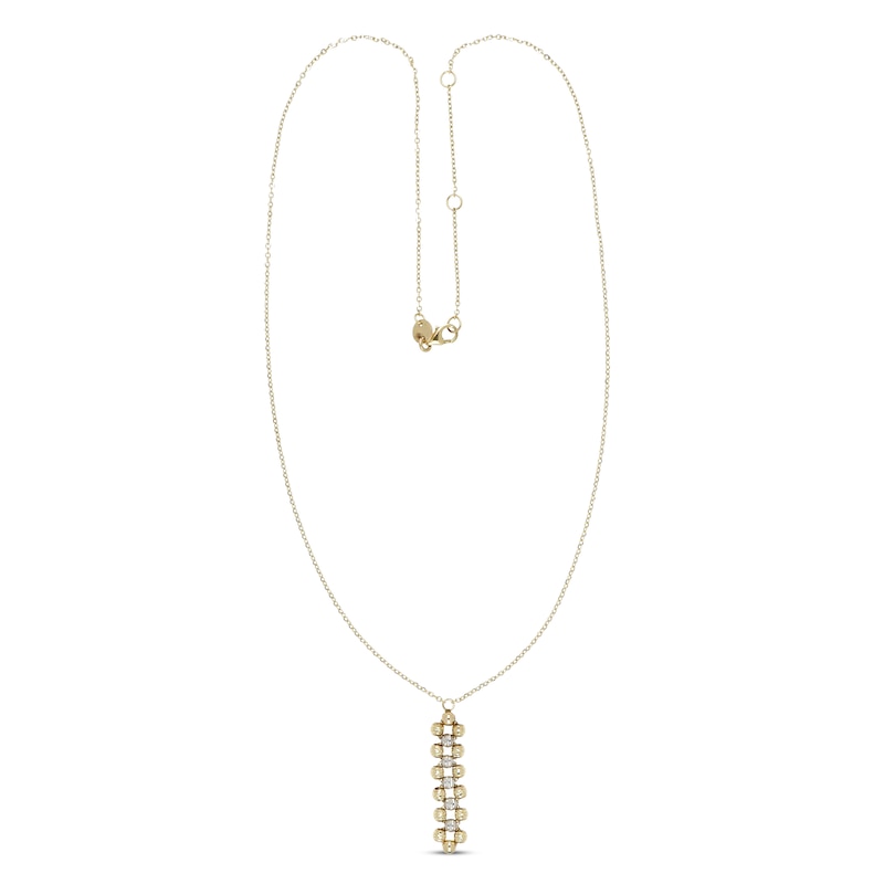 Diamond-cut Bead Drop Necklace 14K Two-Tone Gold 18"