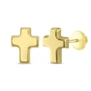 Thumbnail Image 0 of Children's Puffed Cross Stud Earrings 14K Yellow Gold