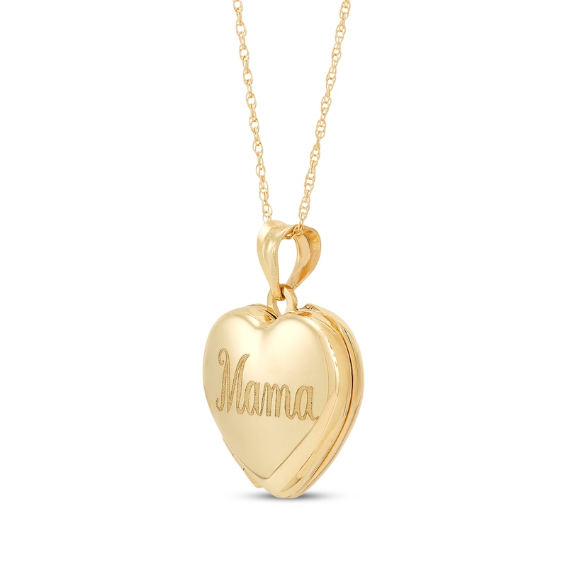 "Mama" Engraved Heart Locket 10K Yellow Gold 18"