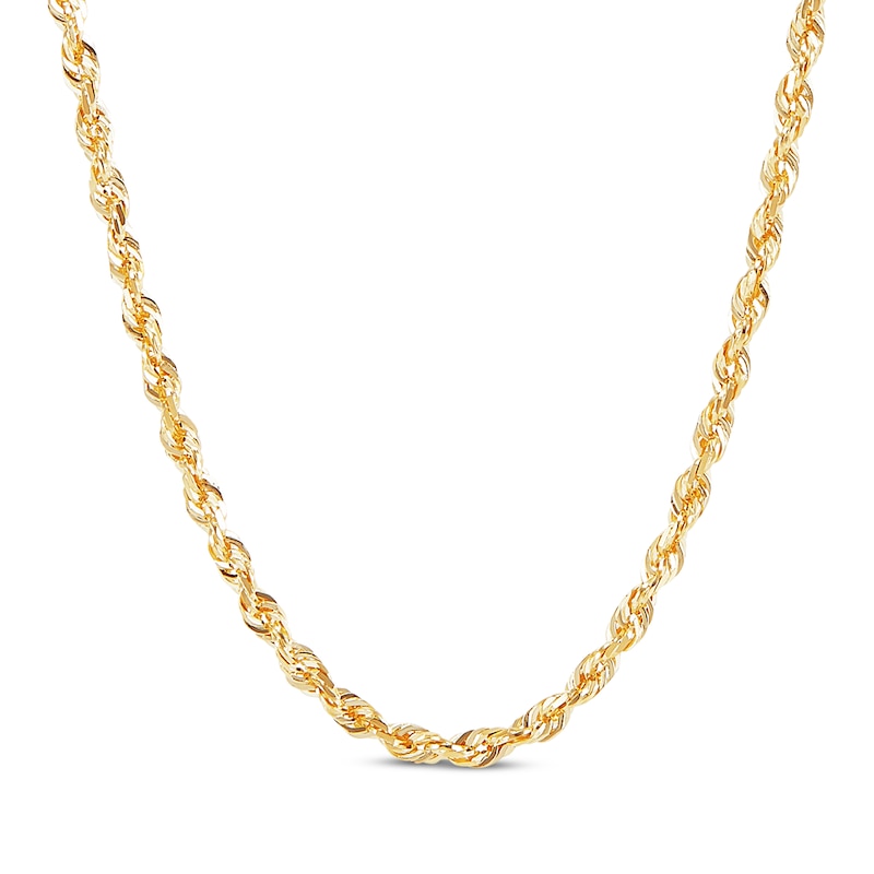 Solid Glitter Rope Chain Necklace 1.6mm 10K Yellow Gold 20"