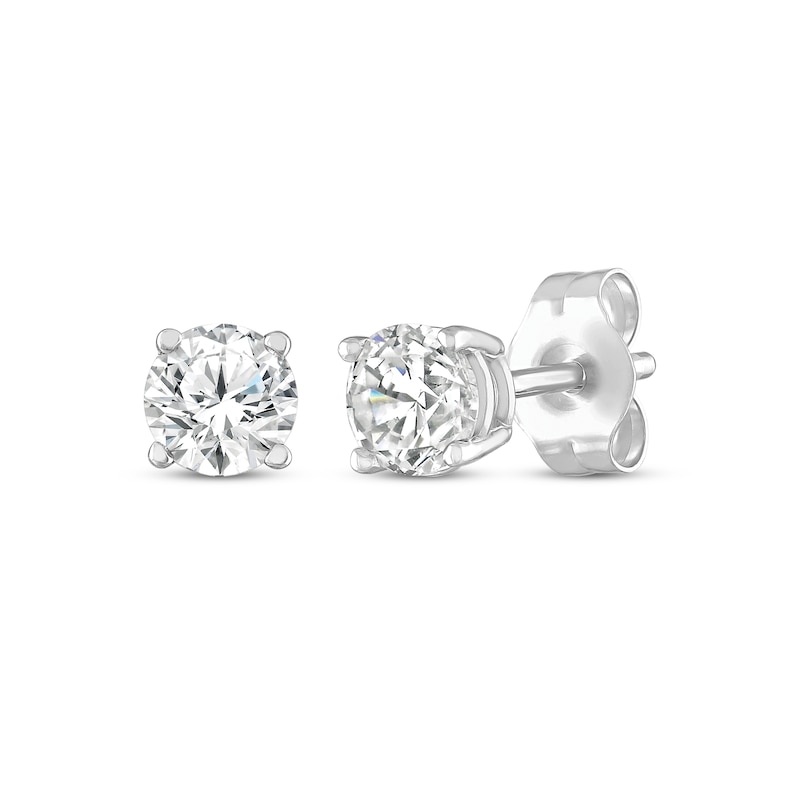 Round-Cut Diamond Solitaire Stud Earrings 1/2 ct tw 10K White Gold (I/I3)