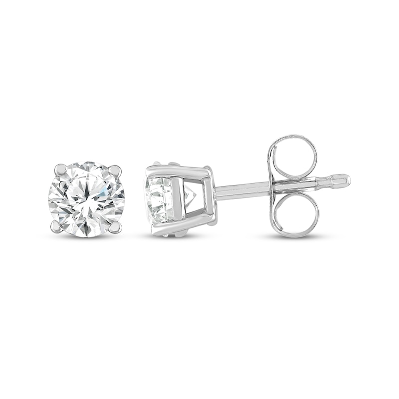 Round-Cut Diamond Solitaire Stud Earrings 1/2 ct tw 10K White Gold (I/I3)