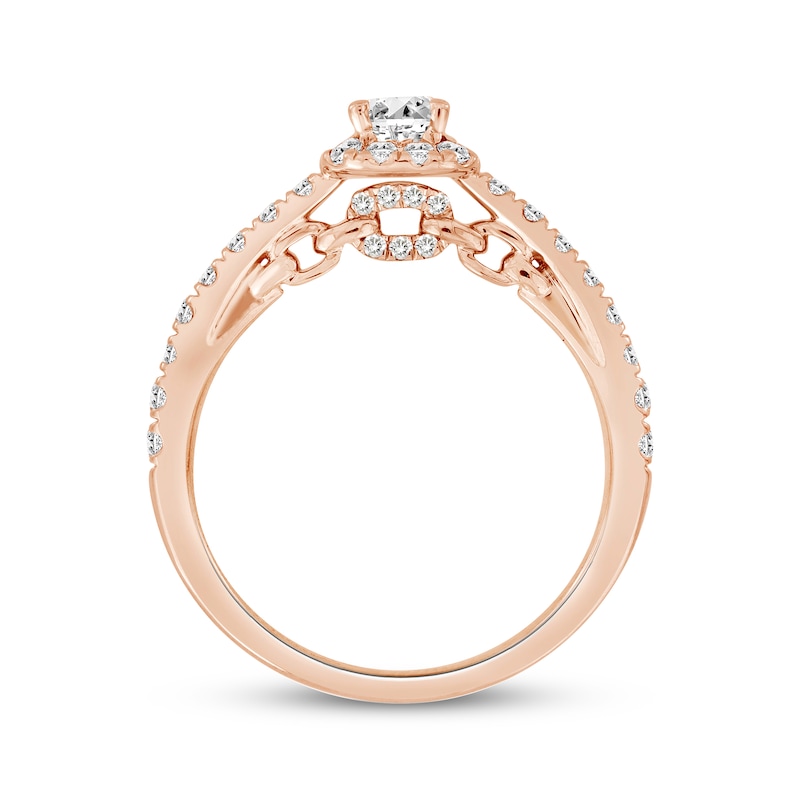 Linked Always Emerald-Cut Diamond Halo Engagement Ring 1 ct tw 14K Rose Gold