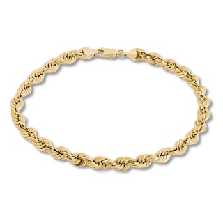 Men's Gold Bracelet 14K Solid Gold Black Cord Men 