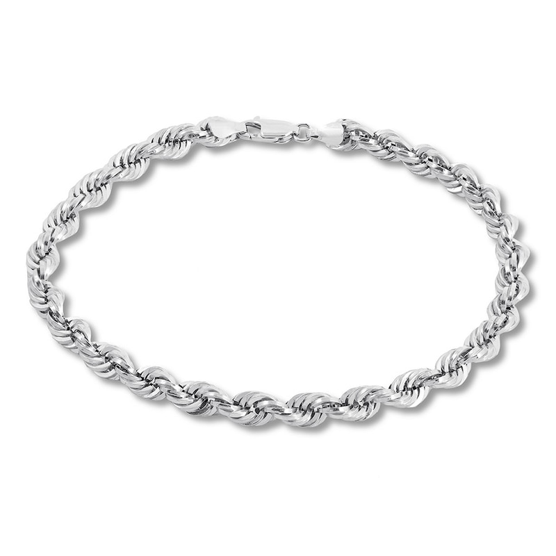 Rope Chain Bracelet 14K White Gold 8" Length