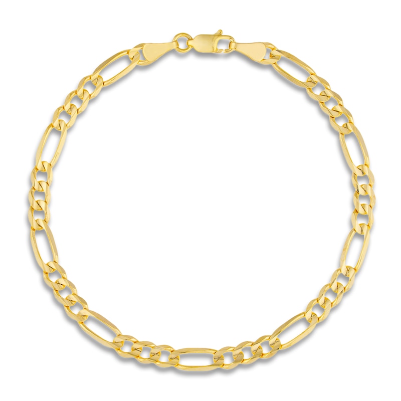 Solid Figaro Link Bracelet 4.75mm 14K Yellow Gold 8"