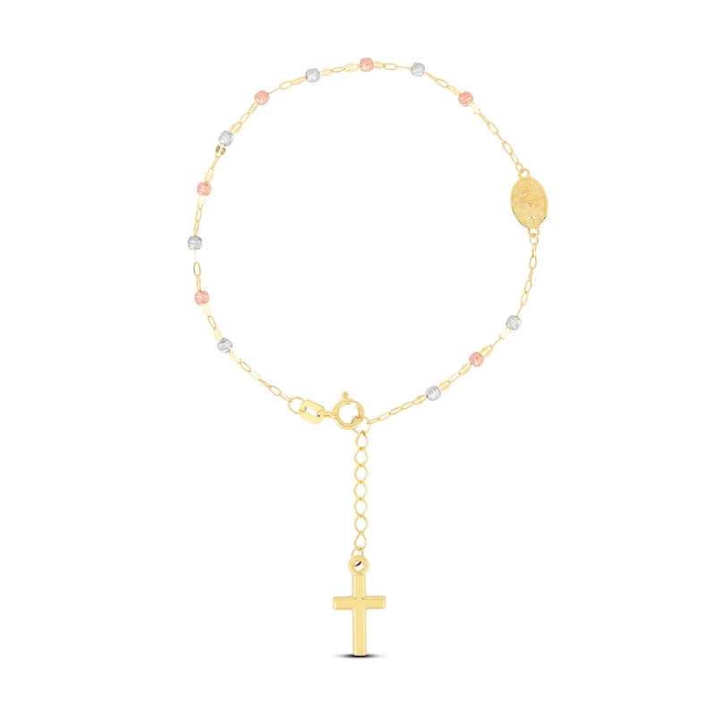 Beaded Rosary Bracelet 14K Tri-Tone Gold 6.5"