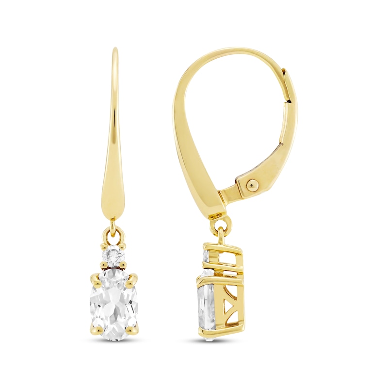 Oval & Round-Cut White Lab-Created Sapphire Dangle Earrings 10K Yellow Gold