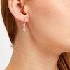 Thumbnail Image 3 of Oval & Round-Cut White Lab-Created Sapphire Dangle Earrings 10K Yellow Gold