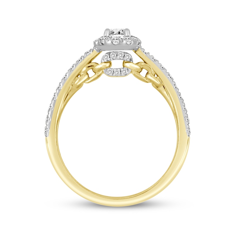 Linked Always Pear-Shaped Diamond Halo Engagement Ring 3/4 ct tw 14K Two-Tone Gold