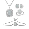 Thumbnail Image 0 of Cushion-Cut Lab-Created Opal & White Lab-Created Sapphire Gift Set Sterling Silver