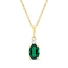 Thumbnail Image 0 of Oval-Cut Lab-Created Emerald & Diamond Necklace 1/20 ct tw 10K Yellow Gold