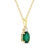 Thumbnail Image 1 of Oval-Cut Lab-Created Emerald & Diamond Necklace 1/20 ct tw 10K Yellow Gold