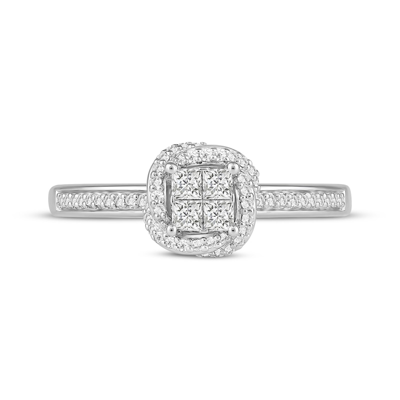 Hallmark Diamonds One Love Framed Quad Ring 1/3 ct tw Sterling SIlver