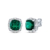 Thumbnail Image 0 of Cushion-Cut Lab-Created Emerald & White Lab-Created Sapphire Earrings Sterling Silver