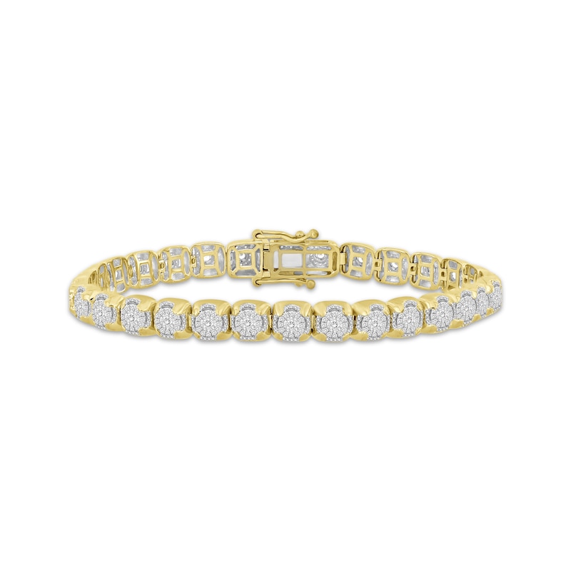 Men's Multi-Diamond Cupped Link Bracelet 1-1/4 ct tw 10K Yellow Gold 8.5"