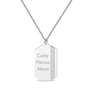 Mens Sterling Silver Dog Tag Necklace Engraved - JewelryEva