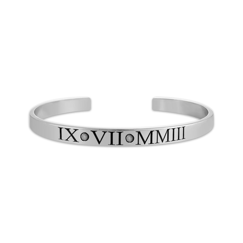 Roman Numeral Cuff Bracelet Sterling Silver