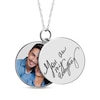 Thumbnail Image 0 of Double Round Photo & Handwritten Message Charm Swivel Necklace Sterling Silver 18"