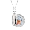 Thumbnail Image 0 of Mother of Pearl & White Lab-Created Sapphire Photo Locket Necklace Sterling Silver 18"