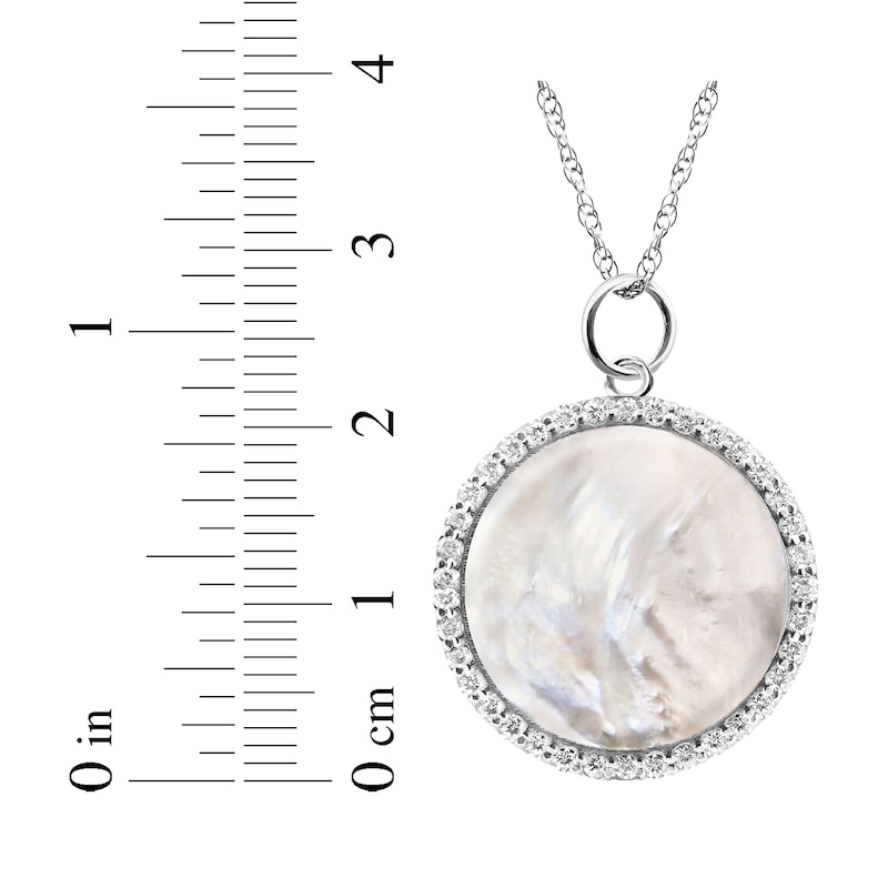 Mother of Pearl & White Lab-Created Sapphire Photo Locket Necklace Sterling Silver 18"