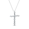 Thumbnail Image 2 of Lab-Created Diamonds by KAY Marquise & Round-Cut Cross Necklace 3/4 ct tw 10K White Gold 18"