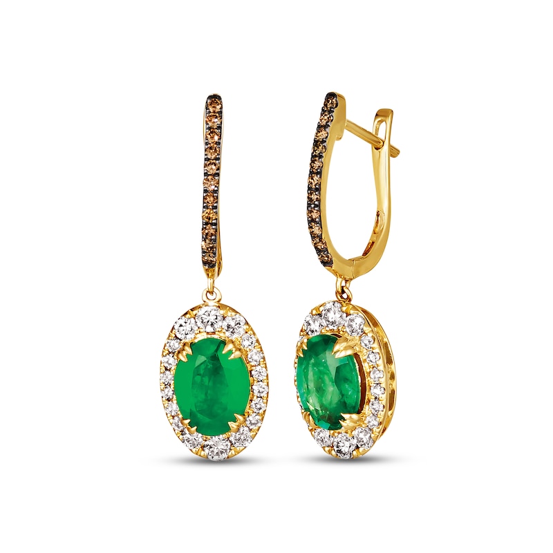 Le Vian Emerald Dangle Earrings 3/4 ct tw Diamonds 14K Honey Gold