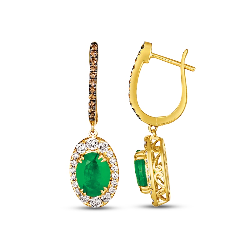 Le Vian Emerald Dangle Earrings 3/4 ct tw Diamonds 14K Honey Gold