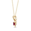 Thumbnail Image 1 of Natural Oval-Cut Ruby & Diamond Accent Tilted Heart Necklace 10K Yellow Gold 18"