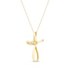 Thumbnail Image 1 of Diamond Accent Ribbon Cross Necklace 14K Yellow Gold 18"