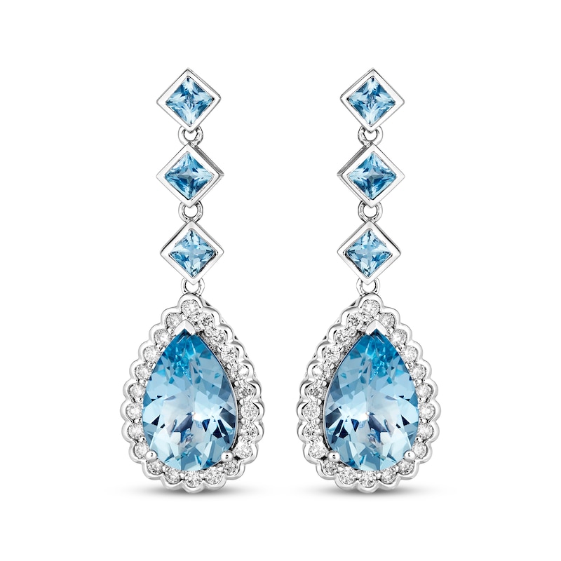 Le Vian Pear-Shaped & Square-Cut Aquamarine Drop Earrings 5/8 ct tw Diamonds 18K Vanilla Gold