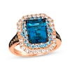 Thumbnail Image 0 of Le Vian Emerald-Cut Blue Topaz Ring 1 ct tw Diamonds 14K Strawberry Gold Size 7