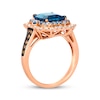 Thumbnail Image 2 of Le Vian Emerald-Cut Blue Topaz Ring 1 ct tw Diamonds 14K Strawberry Gold Size 7