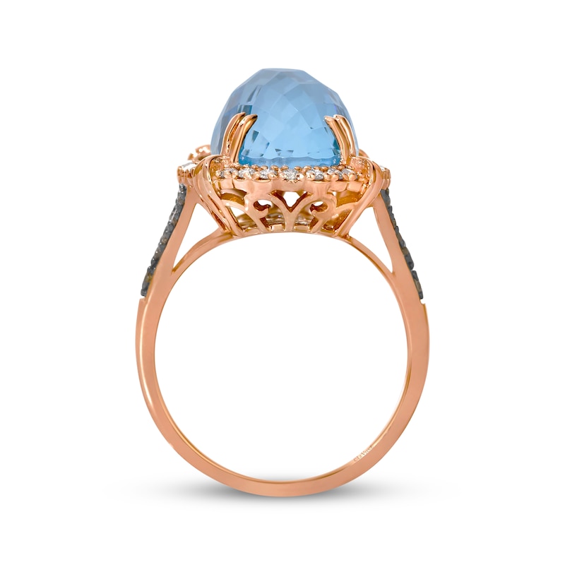 Le Vian Oval-Cut Blue Topaz Ring 1/2 ct tw Diamonds 14K Strawberry Gold