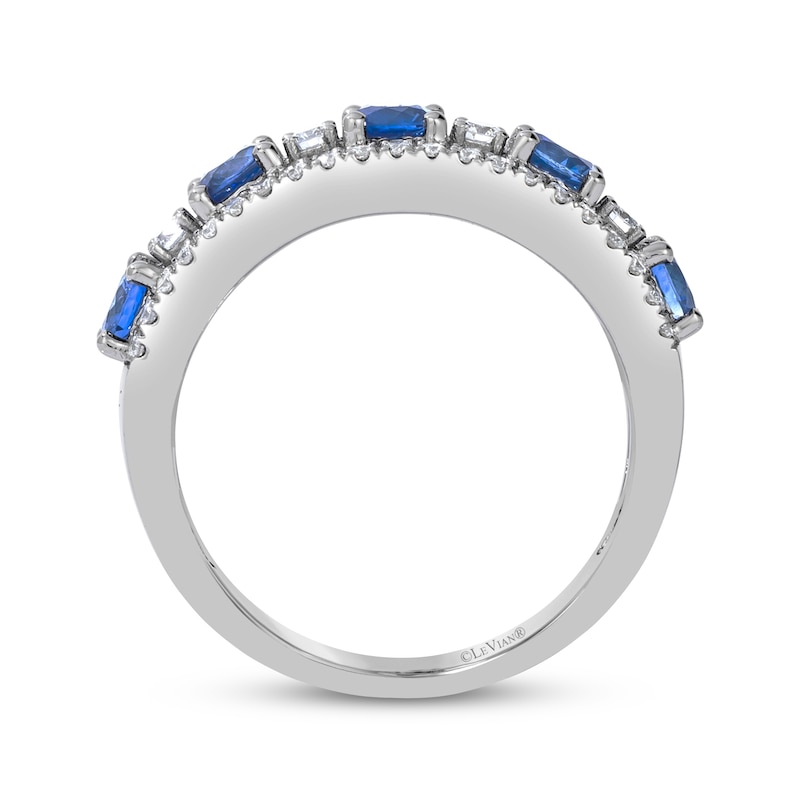 Le Vian Blue Sapphire Ring 3/8 ct tw Diamonds Platinum