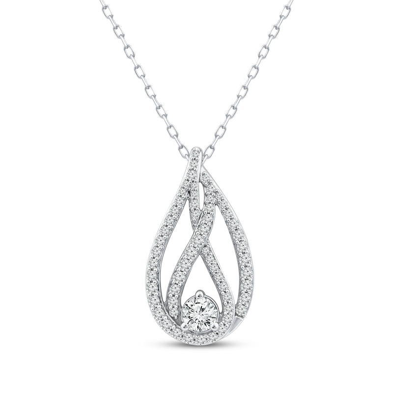 Love Ignited Diamond Flame Necklace 1 ct tw 10K White Gold 18"