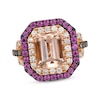 Thumbnail Image 0 of Le Vian Emerald-Cut Morganite & Rhodolite Garnet Ring 3/4 ct tw Diamonds 14K Strawberry Gold