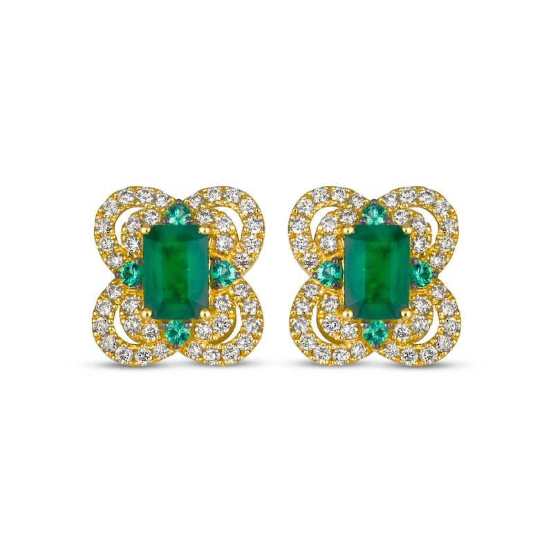 Le Vian Emerald-Cut Emerald Earrings 3/4 ct tw Diamonds 14K Honey Gold