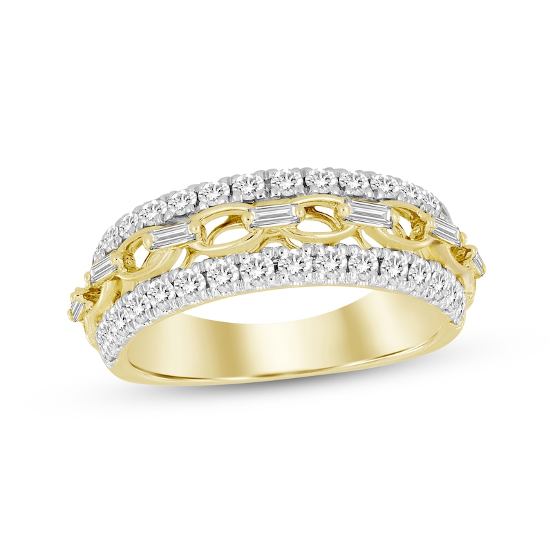 Linked Always Baguette & Round-Cut Diamond Anniversary Ring 1 ct tw 14K Yellow Gold